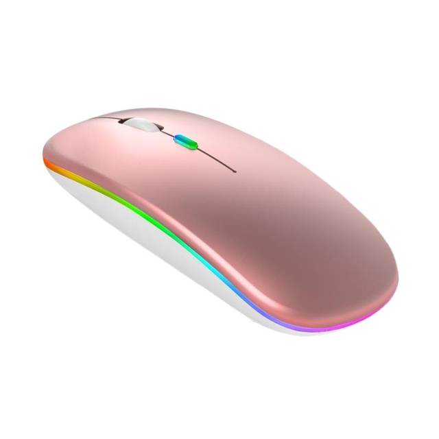 2.4GHz BT5.0 Rechargeable Optical Wireless Mouse with RGB Backlit Ergonomic Design 1600 DPI for Laptop & Desktop Use