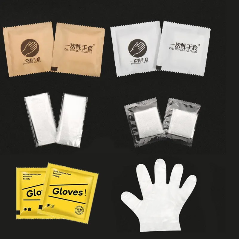 Guantes de PE desechables para cocina, guantes de plástico transparente PE para servicio de alimentos, guantes de paquete individual para restaurante