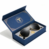 Boîte magnétique personnalisée et boîte cadeau noire pour lunettes de soleil, emballage en papier protecteur