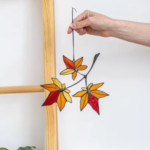 メープルリーフステンドグラスサンキャッチャー-カナダの日のシンボル、女性と女の子のための秋の家の装飾 - Product Image 2