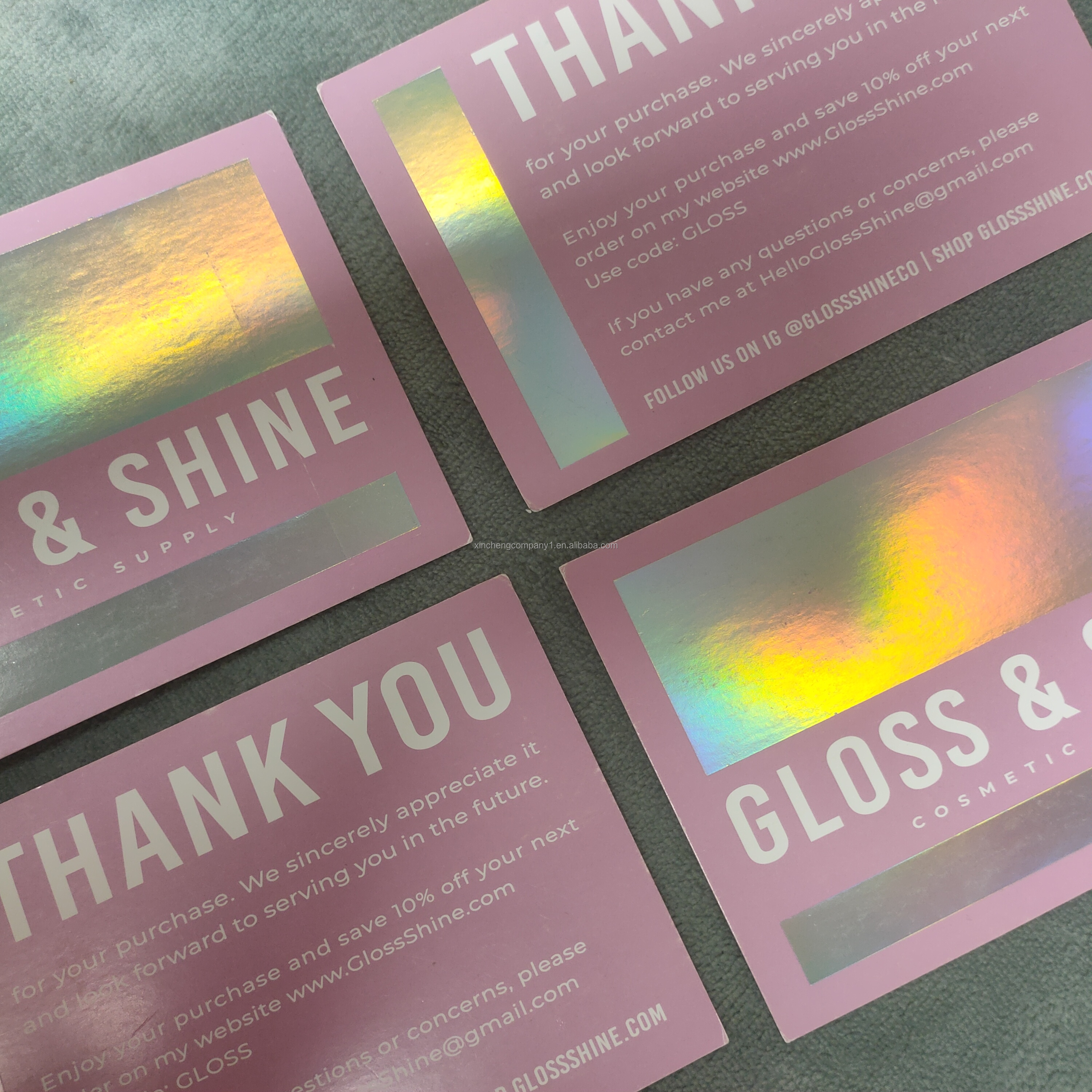 Custom Luxury Gold Foil Laser Logo Thank You Card Printing for Gift Paper PostCards