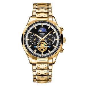 NIBOSI 2656 Sports Chronograph Mens Watch Fashion Multifunction Quartz Waterproof Watches Luxury Stainless Steel Band <b>Clock</b> - Product Image 5