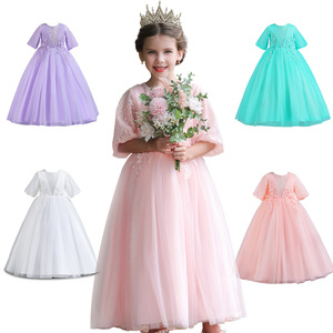 Robe de demoiselle d'honneur en tulle rose, coupe trapèze, décolleté cœur, robe de princesse pour filles - Product Image 5