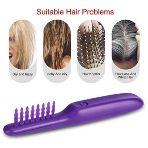 Electric Detangling <b>Brush</b> Purple Nylon Bristles Battery <b>Powered</b> For Smooth Hair Care - Product Image 4