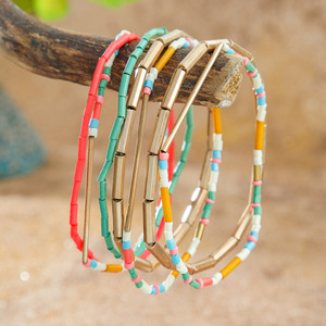 <b>Beaded</b> <b>Bracelets</b> Acrylic Resin Bohemian Style Women's Fashion Jewelry Multi Layer Colorful Stackable <b>Bracelet</b> Set - Product Image 3
