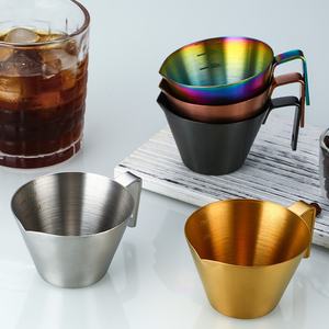 Kingze Accessoires pour expresso <span class=keywords><strong>en</strong></span> acier inoxydable Outils pour barista Tasses doseuses de <span class=keywords><strong>grains</strong></span> de café 3.4OZ/100ML avec poignée - Product Image 4