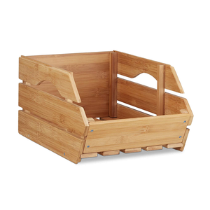Morden Stylish Versatile Bamboo Stacking Crate Wooden Stackable Vegetable Storage Box Fruit Bin Food Container Caddy