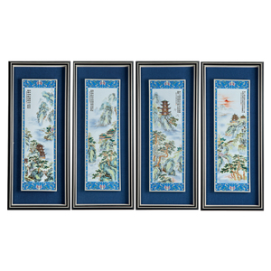 Премиальная художественная роспись на фарфоре в стиле империал-фамиль-розе, панно в стиле шинуазри с детализированным красочным изображением четырех великих башен, настенное искусство - Product Image 1