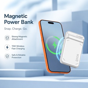 แบตเตอรี่สำรองพกพา 10000mAh ชาร์จไร้สาย ดีไซน์แม่เหล็ก ขนาดกะทัดรัด ตัวเรือนพลาสติกสีขาว ช่องเสียบ Type-C - Product Image 4