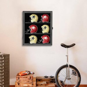 Vitrina Negra para 6 Mini Cascos de Fútbol Americano, Gabinete de Pared con Puerta de Vidrio con Cerradura - Product Image 4
