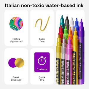 12 bolígrafos de pintura metálica, rotuladores acrílicos, Punta Extra fina, marcador de pintura permanente de 07mm para vidrio de roca, tela de madera, Stock de tarjeta de cerámica - Product Image 3