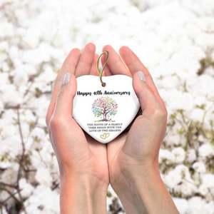 New Design <b>Heart</b> Shaped Ceramic Ornament 25Th Wedding Anniversary Christmas Ceramic Pendant - Product Image 1