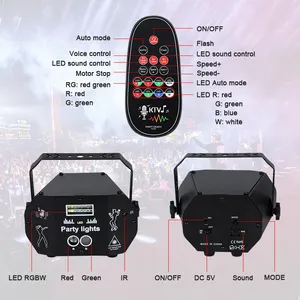 Vendita calda 3 in 1 lampada lazer proiettore a fascio RGB luci laser dj attivate dal suono luce stroboscopica a LED per feste
