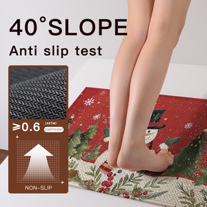 Alfombra de baño con diseño de muñeco de nieve navideño, rectangular, de fibra de poliéster, antideslizante, absorbente, para baño, cocina, decoración del hogar - Product Image 3