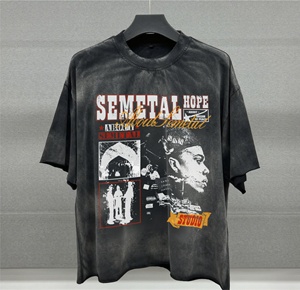 เสื้อยืดสตรีทแวร์ผ้าฝ้ายขอบดิบสไตล์วินเทจ พิมพ์ลายตามสั่ง ทรงโอเวอร์ไซส์ ดีไซน์ทำสีซีดแบบ Distressed ทรงบ็อกซี่ ผ้าหนา ซักย้อมสีแบบ Acid Wash - Product Image 5