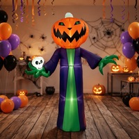 Diable de la récolte gonflable d'Halloween de 2,4 m (8 pieds) avec lumière LED intégrée, décoration extérieure pour jardin avec piquets et cordes, modèle CE RoHS