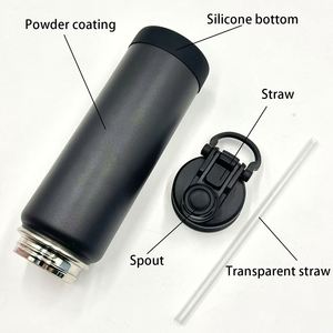 Custom logo 1L Leak-Proof Stainless Steel Sport Travel School 32oz 1000ml Insulated Water Bottle with 2-in-1 Straw and Spout Lid - Product Image 5