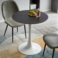 Table à manger ronde moderne nordique en métal noir et blanc 4 places avec plateau en marbre pour meubles de maison, bureau, hôtel, restaurant