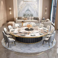 Table à manger multifonctionnelle rotative et pliable avec plaque en pierre frittée et foyer intégré, pour 8, 10 ou 12 personnes, mobilier pour appartement et maison