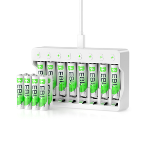 แบตเตอรี่ AAA แบบชาร์จได้ EBL พร้อมที่ชาร์จ 1100mAh NiMH 1.2V ชาร์จได้มากถึง 1200 ครั้ง แบตเตอรี่รีโมทแบบชาร์จได้ 2500mAh - Product Image 1