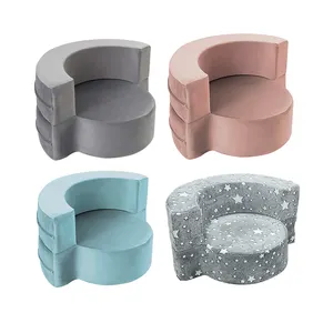 2024 New Design Modern Simple Round Floor Sofa Set 2pcs Splicing Foam Cushion Kids Furniture Deformation Children Sofa Chair