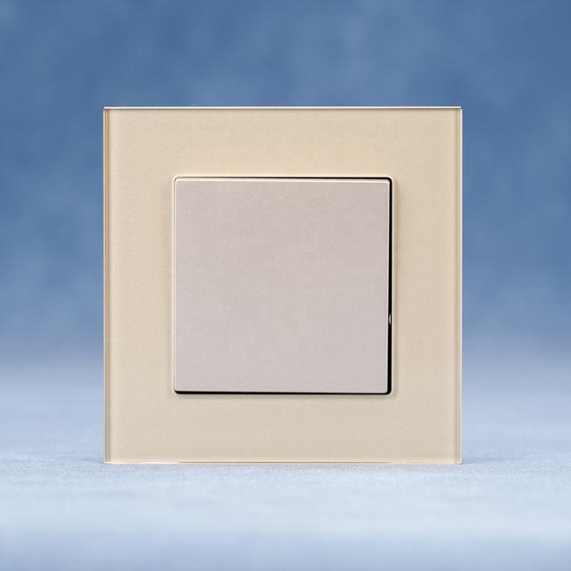 Gold Luxury Tempered Glass Panel EU Standard 1 Gang 1 Way 2 Way 3 Way Wall Light Switch Decorative Switches for Home 250V 10A