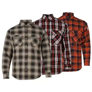 HCSF erkek iş gömlek düğme-up kısa kollu hafif pamuklu iş tulumu nefes fabrika giysileri
