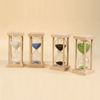 Nouveauté Sablier de 1, 3 ou 5 minutes avec cadre en bois multicolore en verre Logo de brossage des dents pour les cadeaux de décoration d'anniversaire de Noël