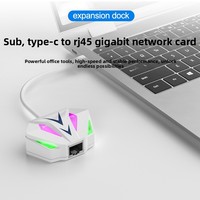 Carte réseau Ethernet filaire USB-C vers 10/100/1000 Mbps RGB pour ordinateur portable, externe, sans pilote, en stock