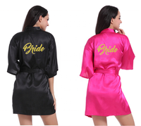 Impression personnalisée mariée demoiselle d'honneur Satin soie Robe mariage Peignoirs de bain pour les femmes