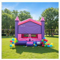 Château gonflable commercial rose pas cher 4x4m pour enfants avec bannière détachable