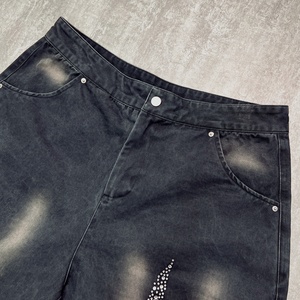 QIANSHI Pantalones Cortos <span class=keywords><strong>de</strong></span> Mezclilla Lavados para <span class=keywords><strong>Hombre</strong></span>, Estilo Urbano, Venta al por Mayor, Fabricante, Personalizados, con Pedrería, Talla Grande - Product Image 4