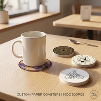 Sous-verres en papier floral botanique imprimés sur mesure, vente en gros, 3,5 pouces, ronds, absorbants, en pulpe, pour bar, avec logo en couleur