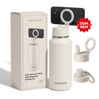 Bouteille d'eau isotherme en gros de 32 oz avec anneau d'alignement magnétique, conception super stable pour le bureau et les voyages