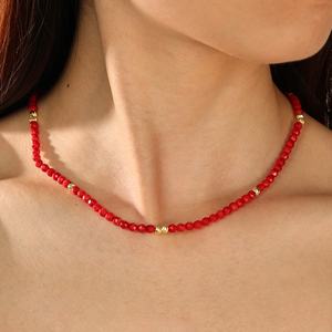 Nagosa joyería hecha a mano para mujer 18K oro vermeil 925 plata esterlina corte rojo Cora perla collares con cuentas - Product Image 6