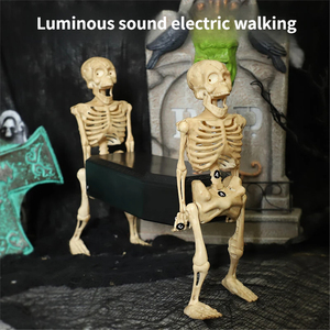 Scheletro Luminoso Animato con Suoni per Halloween, Decorazione Elettrica per Casa Stregata, Oggetto di Scena Animatronico - Product Image 1