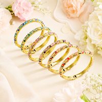 Bracelet jonc émaillé pour femme, bleu et blanc, style chrétien, motif floral, alliage de zinc, accents de diamants, vente en gros d'usine