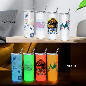 Gobelets de sublimation de 20 oz, lumineux dans le noir, fins et droits, vierges, avec paille et couvercle, pour tasses à café et thermos - Product Image 1