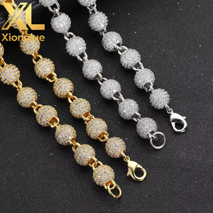 8mm Neck <b>Chain</b> for Women Gold Plated <b>Iced</b> Out <b>Chain</b> Micro Pave Cz Jewelry Round Bead Necklace - Product Image 4