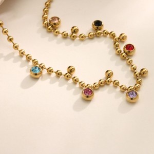 Nuevo Collar de Moda para Mujer, Estilo Vintage, Simple, de Acero Inoxidable Dorado con Colgante de Zirconia, Joyería de Regalo para Venta al Por Mayor - Product Image 2