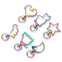 Mousquetons à déclenchement rapide, fermoirs mousquetons, anneaux porte-clés, motifs étoiles, lune, chat, cœur, pour la fabrication de porte-clés, cordons et bijoux DIY
