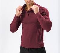 T-shirt à manches longues et à séchage rapide pour hommes, vêtements de sport de course à pied, demi-fermeture à glissière, t-shirt d'entraînement mince