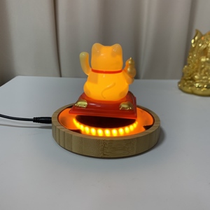 HCNT Magnetic Levitating Golden Fortune Cat Night <b>Light</b> With LED Base Touch Control Home Decor Gift - Product Image 5