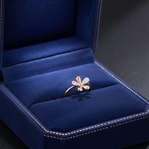 Anillo de Flores con Diamantes Naturales Reales en Oro Rosa Sólido de 18K, Diseño Exquisito y Moderno, el Más Popular para Uso Diario - Product Image 4