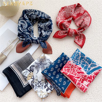 Fashion musim panas geometris cetakan bunga 53*53cm persegi kecil syal syal untuk wanita Bandana grosir
