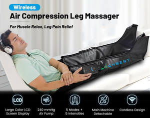 Two <strong>Legs</strong> Use Wireless Pneumatic Air Compression Boots Medical Grade Sequential <strong>Leg</strong> Massager Muscle Pain Relief DVT Prevention - Product Image 1