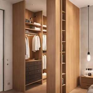 Custom High Quality Japanese Wooden Style Simplicity Bedroom <b>Wardrobes</b> with <b>Drawers</b> - Product Image 3