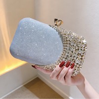 Pochette de soirée de luxe dorée avec strass et chaîne, sac à bandoulière pour demoiselle d'honneur et mariage