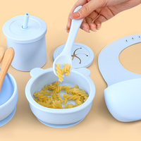 Personnaliser LOGO Classic Kids Dining Modern Ustensiles pour manger pour tout-petits Silicone sans BPA Set d'alimentation pour bébé bavoirs bol à ventouse