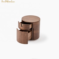 Table de chevet minimaliste en contreplaqué plaqué, 2 tiroirs de rangement, en bois de noyer écologique, pour chambre, appartement, hôtel